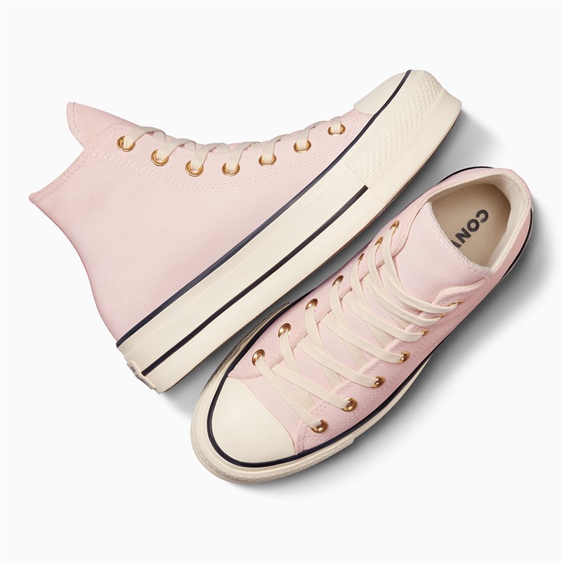 Converse Womens Chuck Taylor All Star Lift Platform Hi Suede Trainers Pale Petal/Natural Ivory/Black