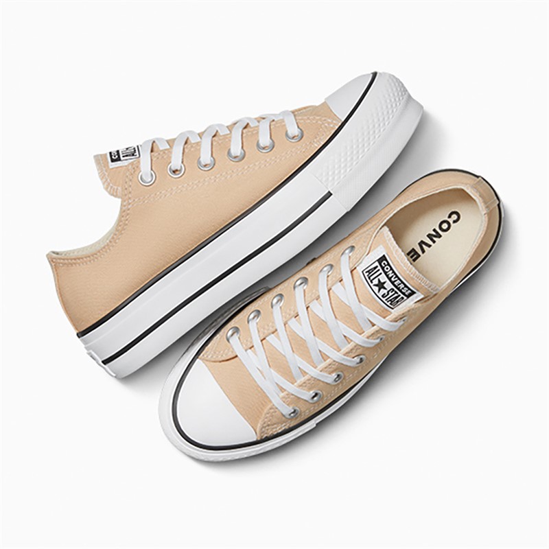 Converse Womens Chuck Taylor All Star Lift Platform Ox Trainers Coastal Dune/White/Black