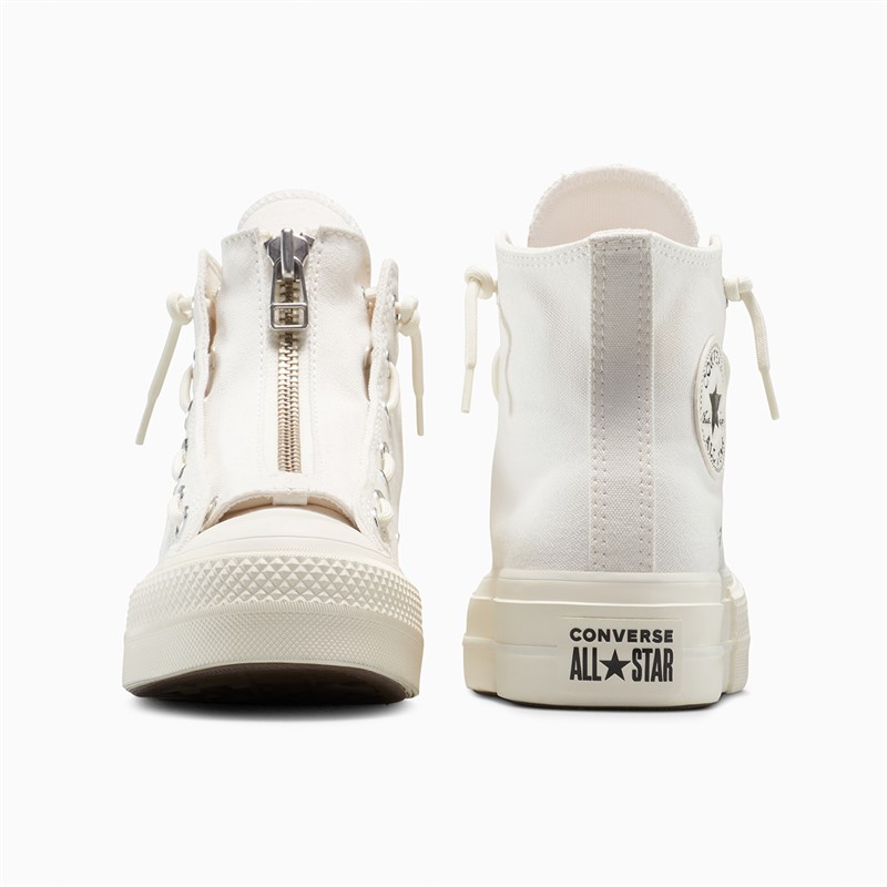 Converse Womens Chuck Taylor All Star Lift Platform Hi Zipper Trainers Vintage White/Egret/Black