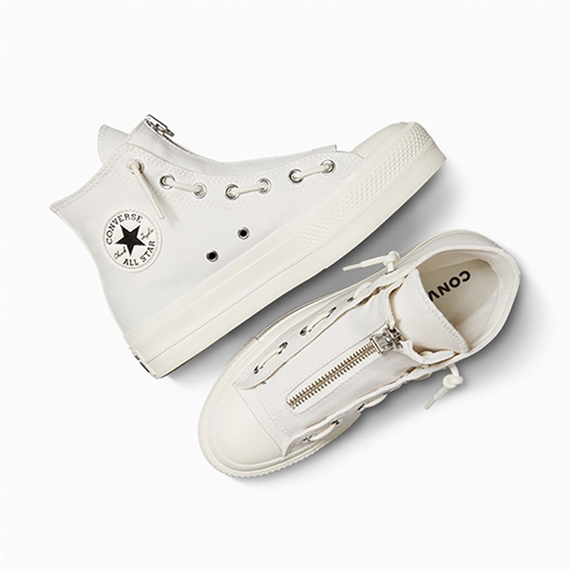 Converse Womens Chuck Taylor All Star Lift Platform Hi Zipper Trainers Vintage White/Egret/Black