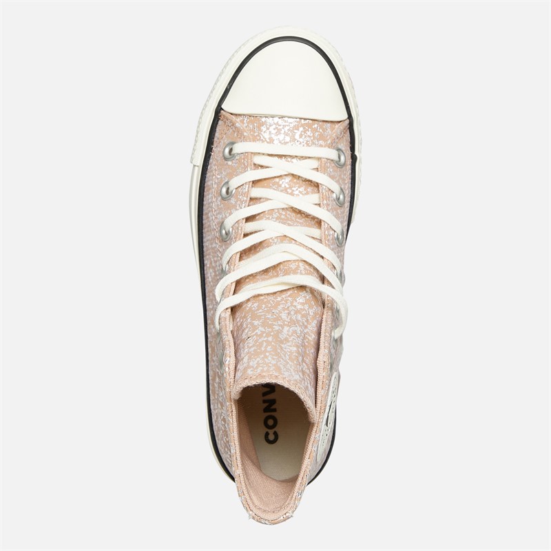 Converse Womens Chuck Taylor All Star Lift Platform Hi Glitter Trainers Dusty Cinder/Egret/Black