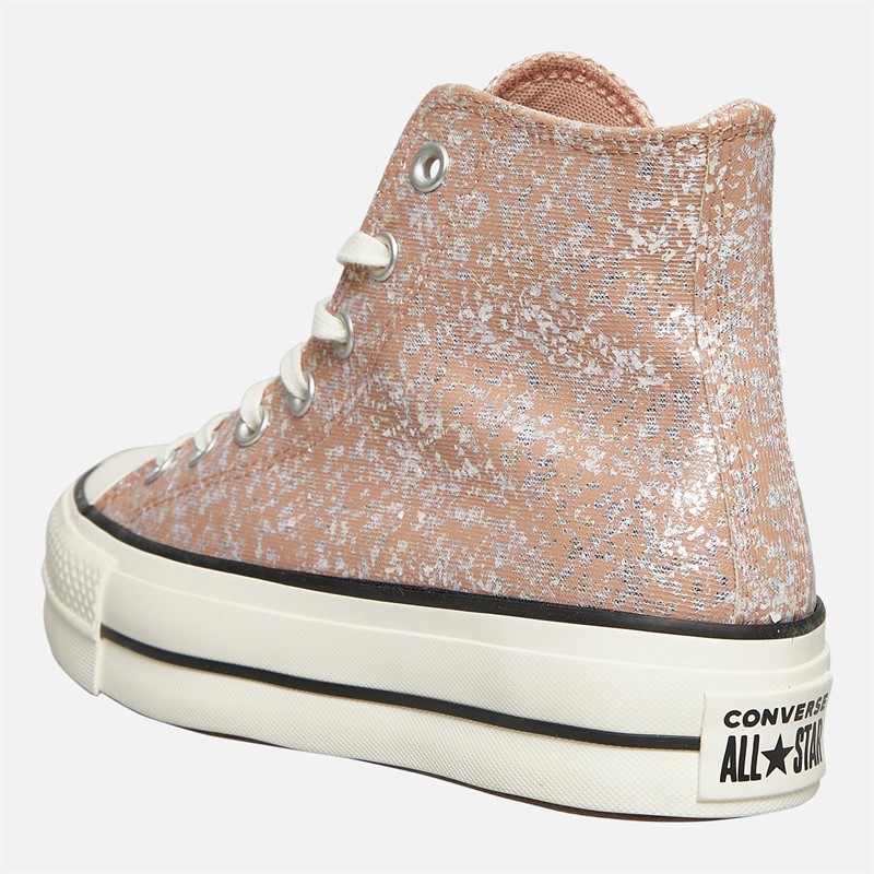 Converse Womens Chuck Taylor All Star Lift Platform Hi Glitter Trainers Dusty Cinder/Egret/Black
