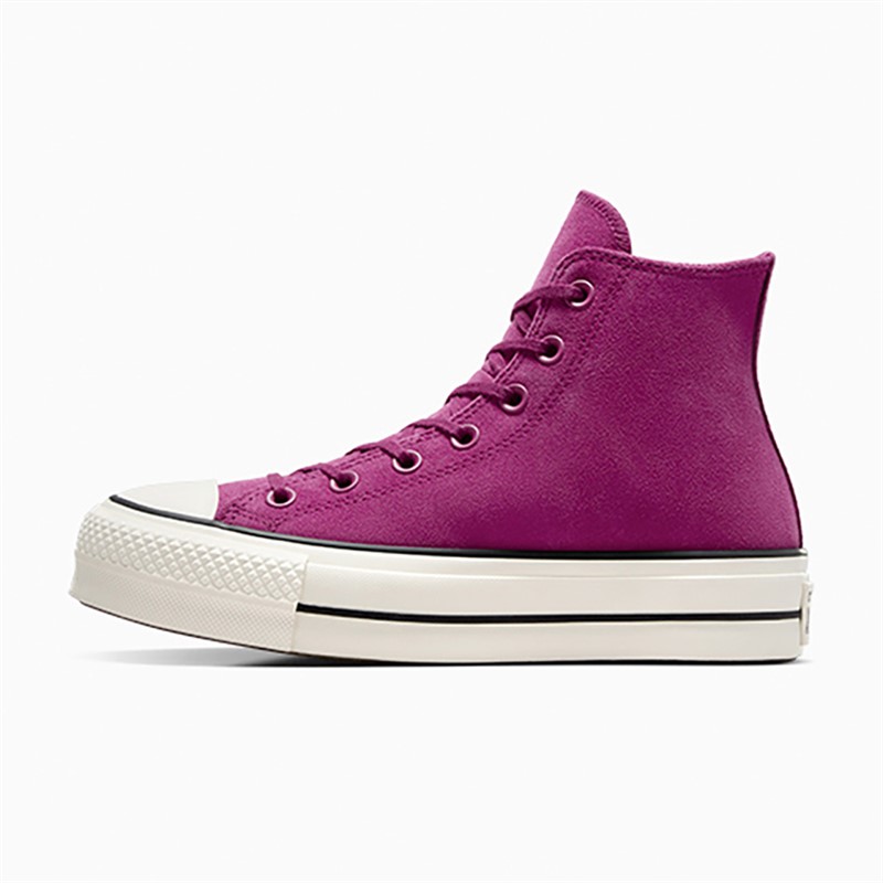 Converse Womens Chuck Taylor All Star Lift Platform Hi Colorful Suede Trainers Quantum Violet/Egret/Black