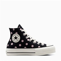 Converse Womens Chuck Taylor All Star Lift Platform Hi Polka Dots Trainers Black/Summit Pink/Egret