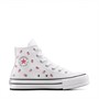 Converse Junior Girls Chuck Taylor All Star Lift Platform Hi Embroidered Strawberries Trainers White/Soft Red/Watermelon Pink