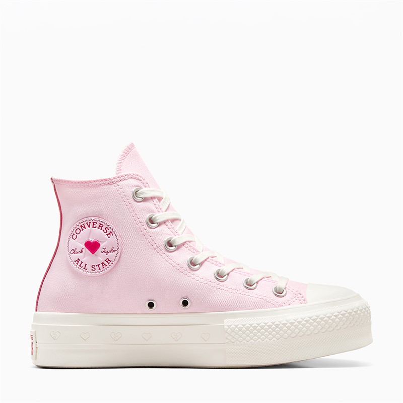 Converse Womens Chuck Taylor All Star Lift Platform Hi Hearts Trainers Sugar Berry/Egret/Sugar Berry