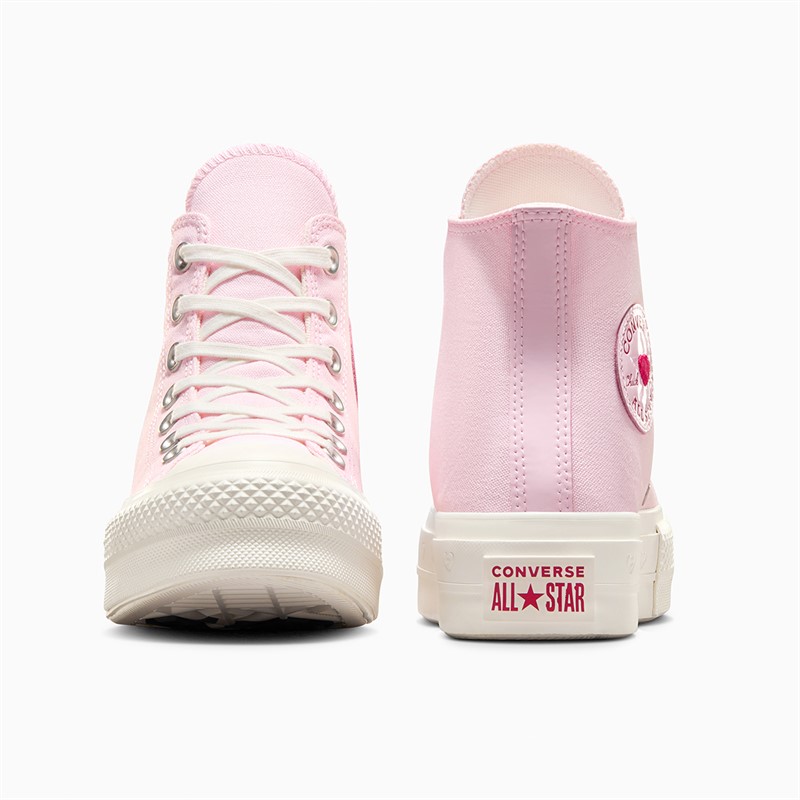 Converse Womens Chuck Taylor All Star Lift Platform Hi Hearts Trainers Sugar Berry/Egret/Sugar Berry