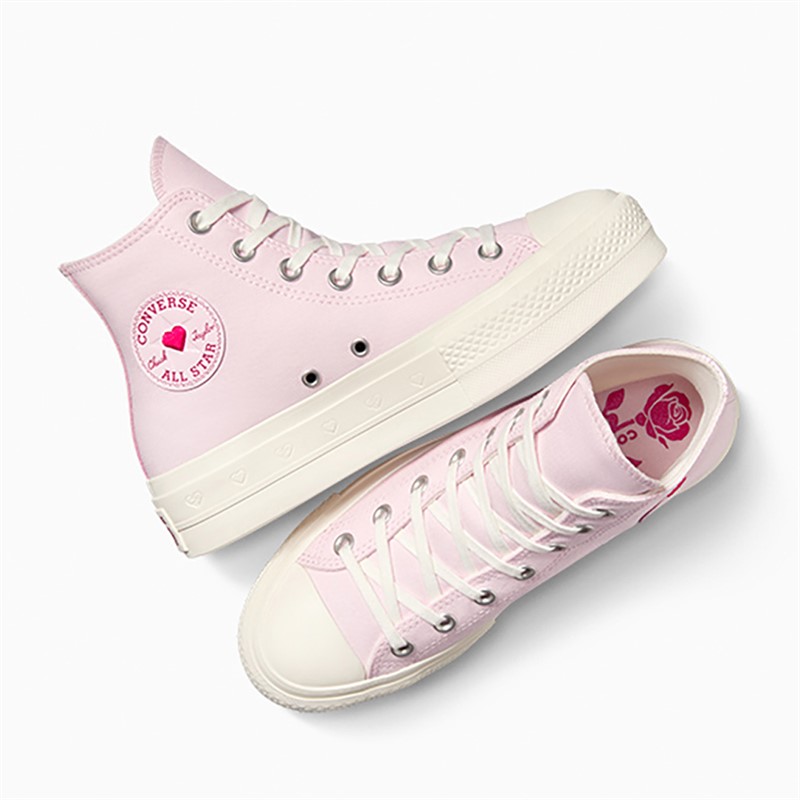 Converse Womens Chuck Taylor All Star Lift Platform Hi Hearts Trainers Sugar Berry/Egret/Sugar Berry