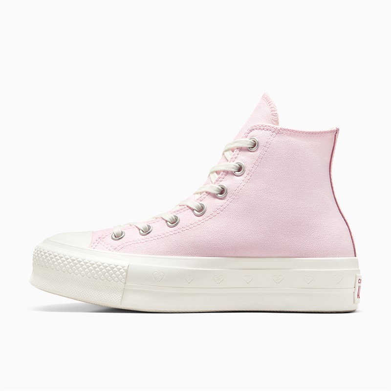Converse Womens Chuck Taylor All Star Lift Platform Hi Hearts Trainers Sugar Berry/Egret/Sugar Berry