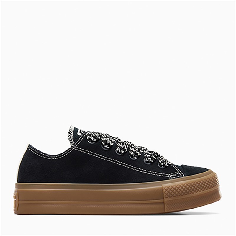 Converse Womens Chuck Taylor All Star Lift Platform Ox Suede Trainers Black/Egret/Light Brown