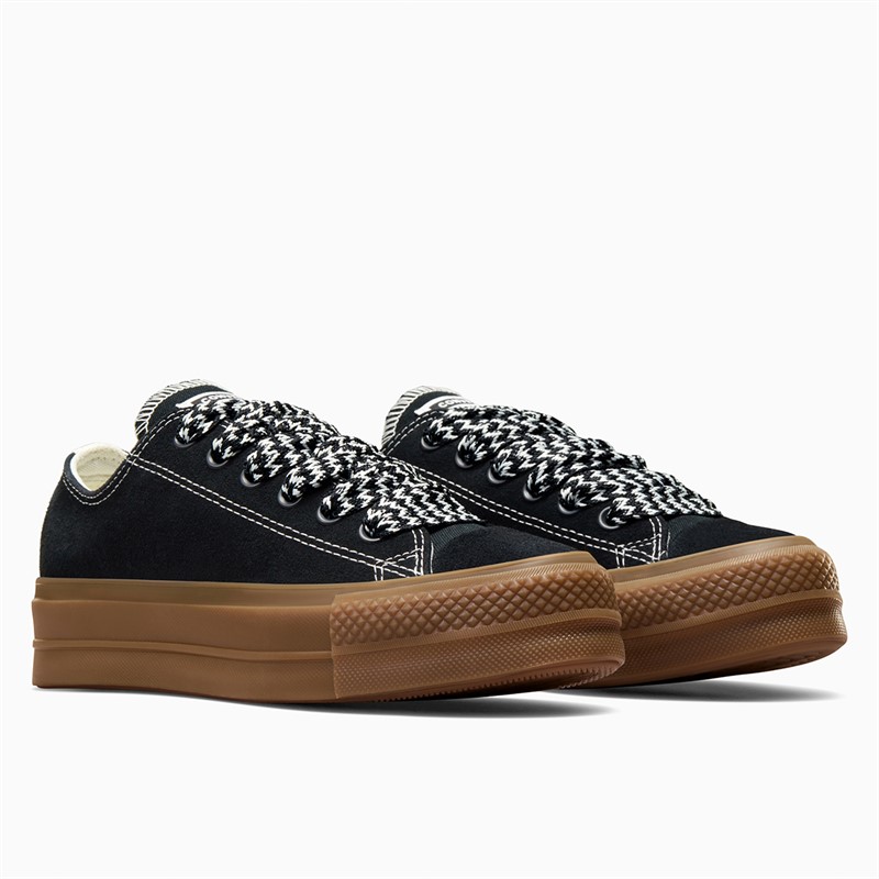 Converse Womens Chuck Taylor All Star Lift Platform Ox Suede Trainers Black/Egret/Light Brown
