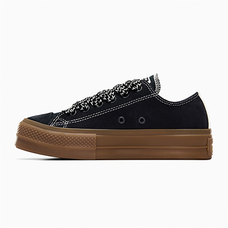 Converse Womens Chuck Taylor All Star Lift Platform Ox Suede Trainers Black/Egret/Light Brown