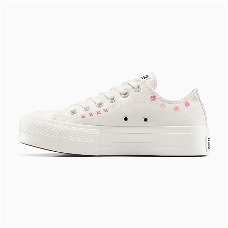 Converse Womens Chuck Taylor All Star Lift Platform Ox Floral Embroidery Trainers Egret/Sugar Berry/Cactus Bud