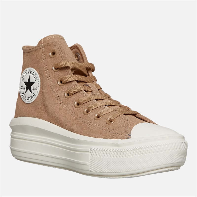 Converse Womens Chuck Taylor All Star Move Hi Colorful Suede Trainers Coffee Rum/Egret/Black