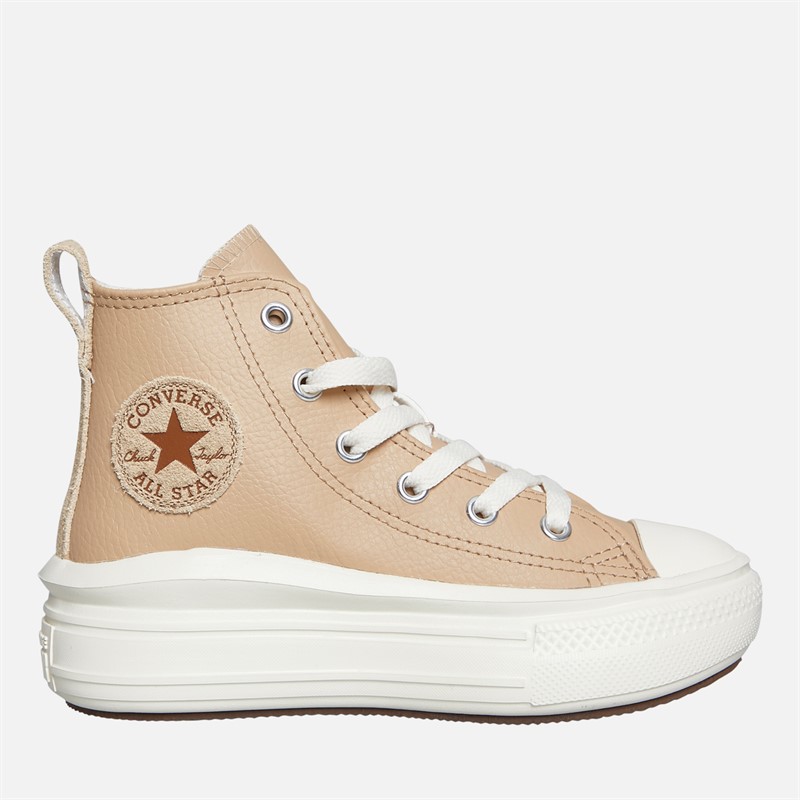 Converse Kids Chuck Taylor All Star Move Hi Leather Trainers Warm Quarry/Egret/Warm Quarry
