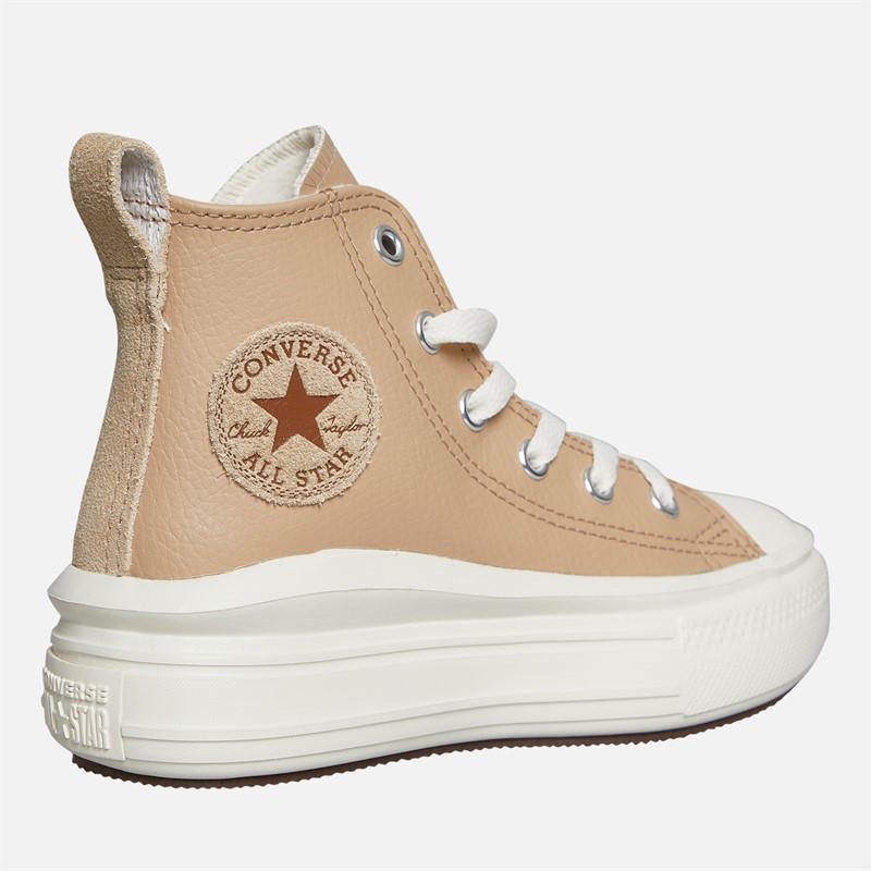 Converse Kids Chuck Taylor All Star Move Hi Leather Trainers Warm Quarry/Egret/Warm Quarry