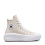 Converse Junior Chuck Taylor All Star Move Hi Coated Leather Trainers Desert Sand/Black/White