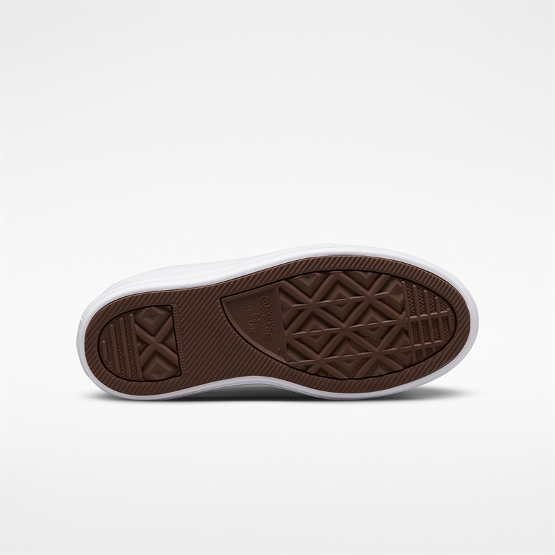 Converse Junior Chuck Taylor All Star Move Hi Coated Leather Trainers Desert Sand/Black/White