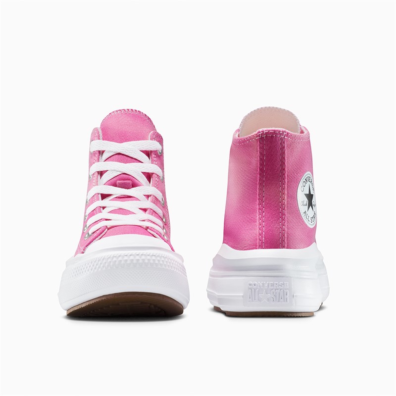Converse Girls Chuck Taylor All Star Move Hi Color Splash Trainers White/Chaos Fuchsia