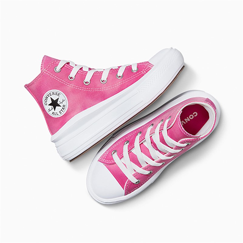 Converse Girls Chuck Taylor All Star Move Hi Color Splash Trainers White/Chaos Fuchsia