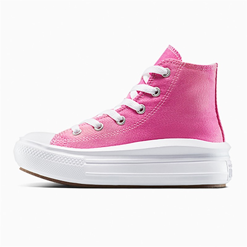 Converse Girls Chuck Taylor All Star Move Hi Color Splash Trainers White/Chaos Fuchsia