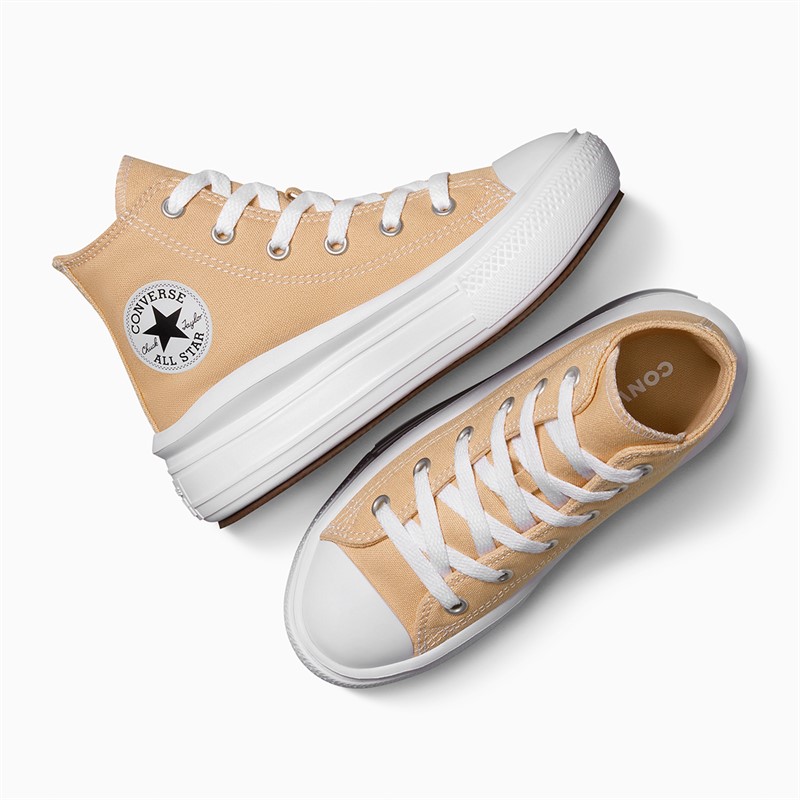 Converse Kids Chuck Taylor All Star Move Hi Trainers Coastal Dune/White