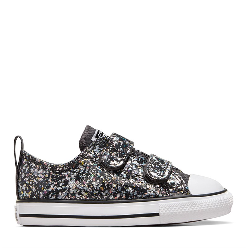 Converse Infant Girls Chuck Taylor All Star Ox Glitter Easy On Trainers Dark Matter/White/Black