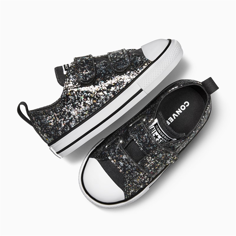 Converse Infant Girls Chuck Taylor All Star Ox Glitter Easy On Trainers Dark Matter/White/Black