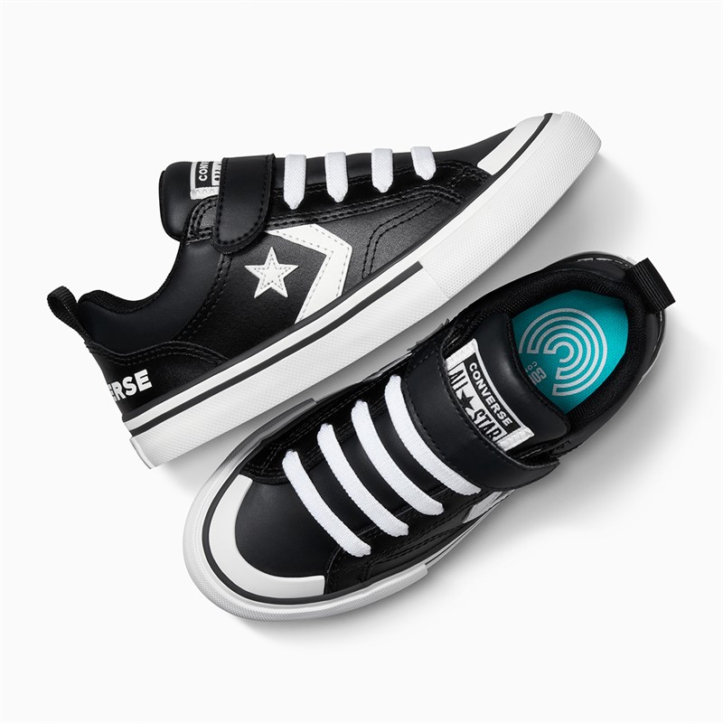 Converse Kids Pro Blaze Leather Trainers Black/White/Black