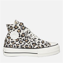 Converse Womens Chuck Taylor All Star Platform Hi Archive Leopard Print Trainers Driftwood/Light Fawn/Black