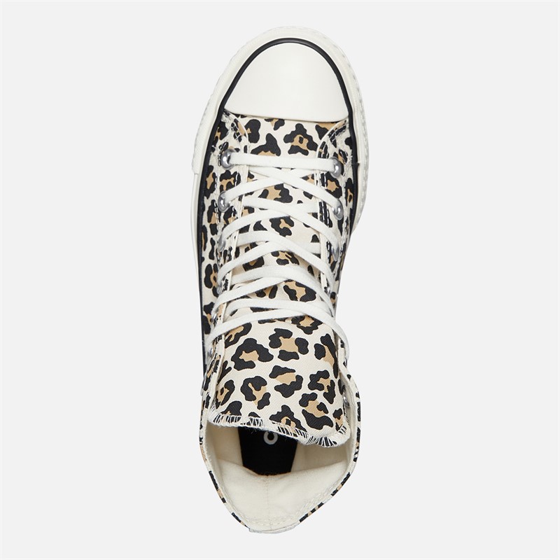 Converse Womens Chuck Taylor All Star Platform Hi Archive Leopard Print Trainers Driftwood/Light Fawn/Black