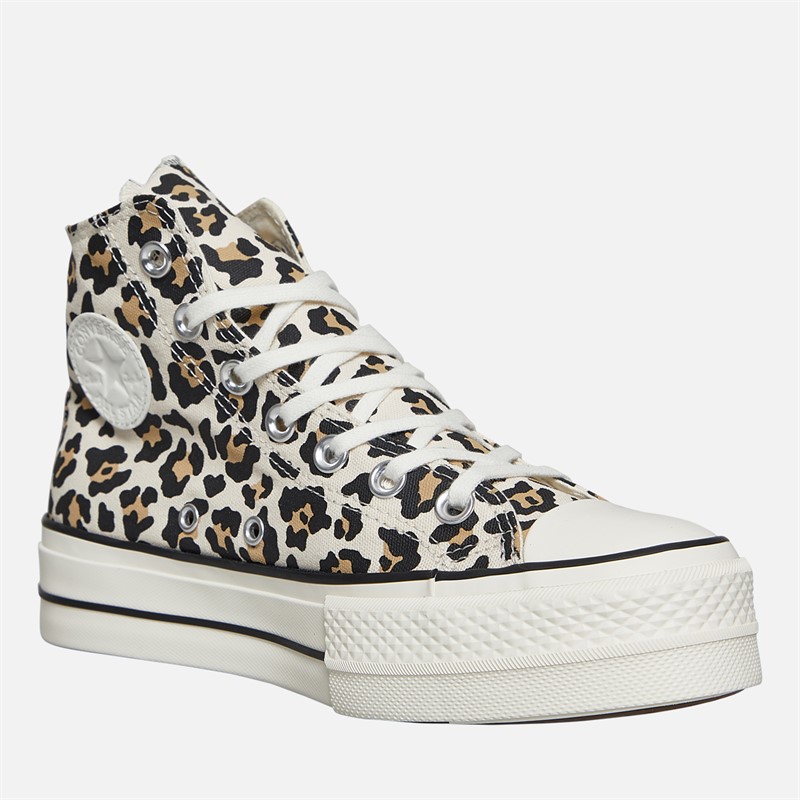 Converse Womens Chuck Taylor All Star Platform Hi Archive Leopard Print Trainers Driftwood/Light Fawn/Black