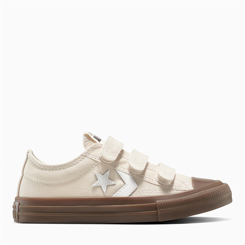 Converse Kids Star Player 76 Ox Gum Rubber Easy On Trainers Light Dune/Vintage White/Gum - Size 11.5K