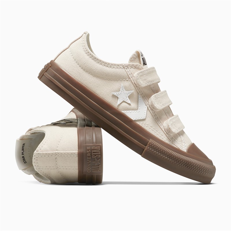 Converse Kids Star Player 76 Ox Gum Rubber Easy On Trainers Light Dune/Vintage White/Gum