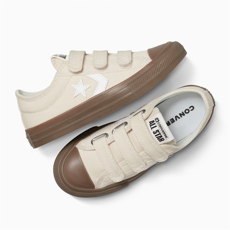 Converse Kids Star Player 76 Ox Gum Rubber Easy On Trainers Light Dune/Vintage White/Gum
