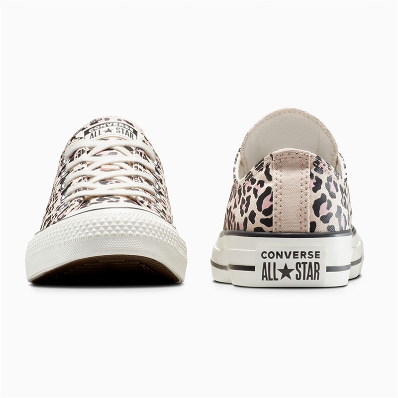 Converse Junior Girls Chuck Taylor All Star Ox Leopard Trainers Warm Clay/Egret/Black