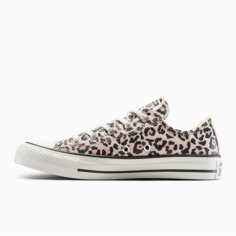 Converse Junior Girls Chuck Taylor All Star Ox Leopard Trainers Warm Clay/Egret/Black