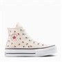 Converse Womens Chuck Taylor All Star Lift Platform Hi Embroidered Strawberries Trainers Egret/Soft Red/White