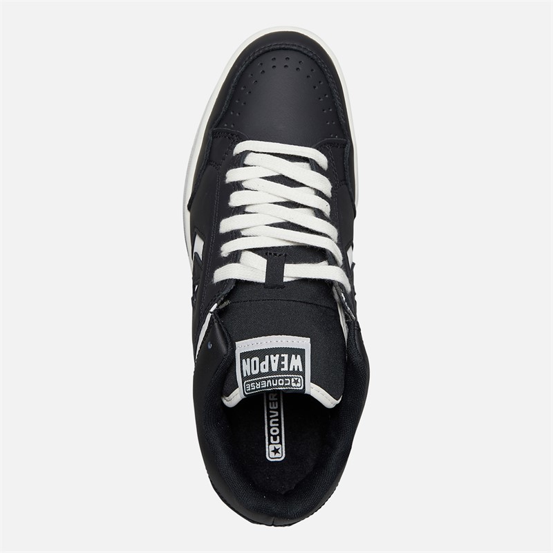 Converse Mens Weapon Leather Trainers Black/Black/White