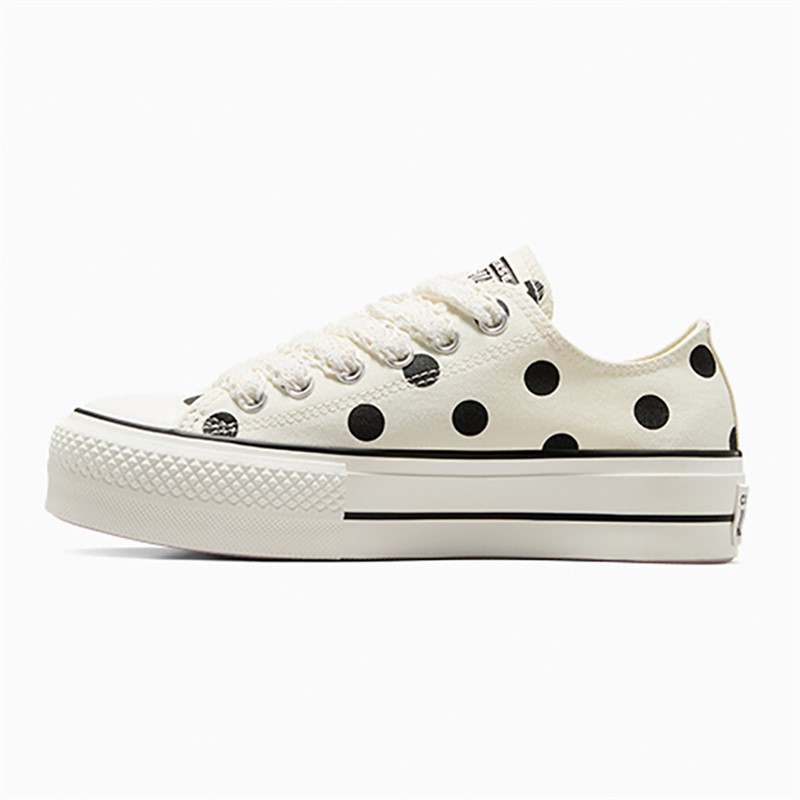 Converse Womens Chuck Taylor All Star Lift Platform Ox Polka Dots Trainers Egret/Black/Days Ahead