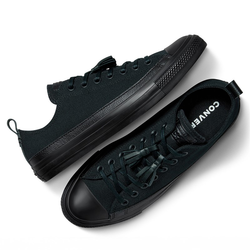 Converse Chuck Taylor All Star Ox Crafted Canvas And Leather Trainers Black/Black/Black