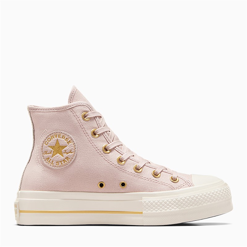 Converse Womens Chuck Taylor All Star Lift Platform Hi Tailored Lines Trainers Flush Stone/Egret/Gold
