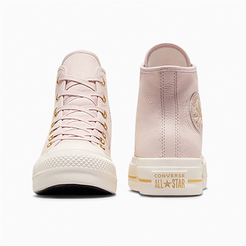 Converse Womens Chuck Taylor All Star Lift Platform Hi Tailored Lines Trainers Flush Stone/Egret/Gold