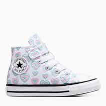 Converse Infant Girls Chuck Taylor All Star Hi Hearts Easy On Trainers White/Oops Pink/White