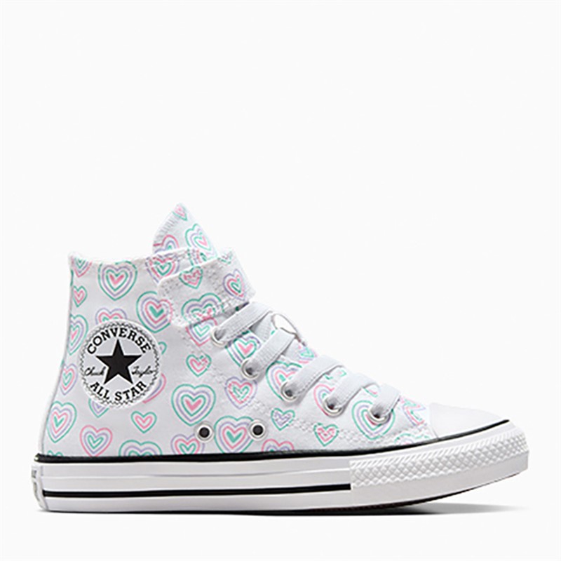 Converse Girls Chuck Taylor All Star Hi Hearts Easy On Trainers White/Oops Pink/White