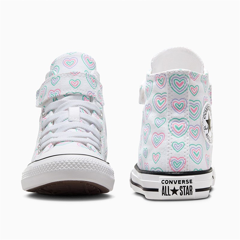 Converse Girls Chuck Taylor All Star Hi Hearts Easy On Trainers White/Oops Pink/White