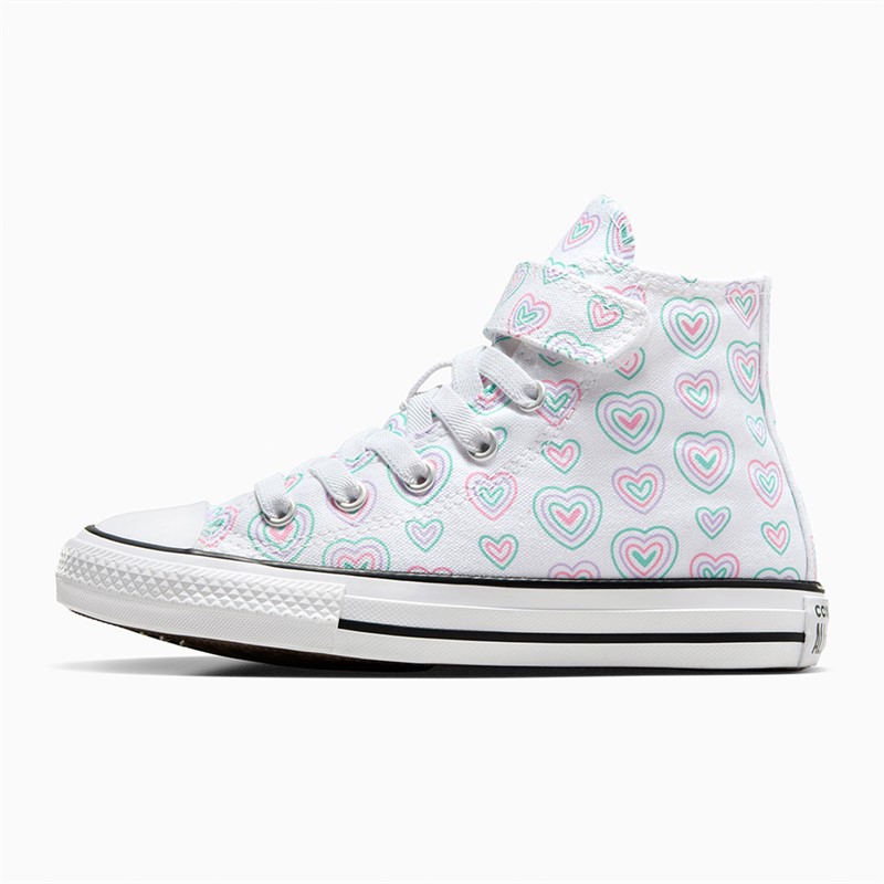 Converse Girls Chuck Taylor All Star Hi Hearts Easy On Trainers White/Oops Pink/White