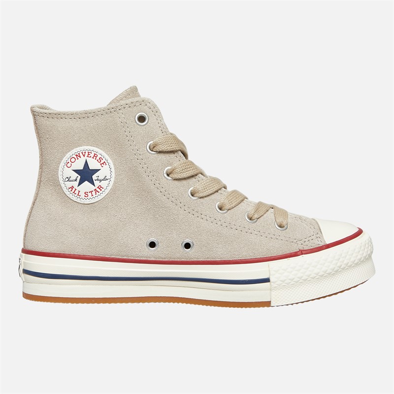 Converse Junior Chuck Taylor All Star Lift Platform Hi Suede Trainers Papyrus/Egret/Midnight Navy