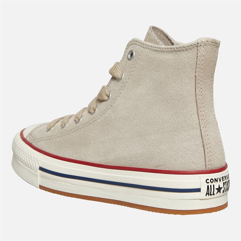 Converse Junior Chuck Taylor All Star Lift Platform Hi Suede Trainers Papyrus/Egret/Midnight Navy