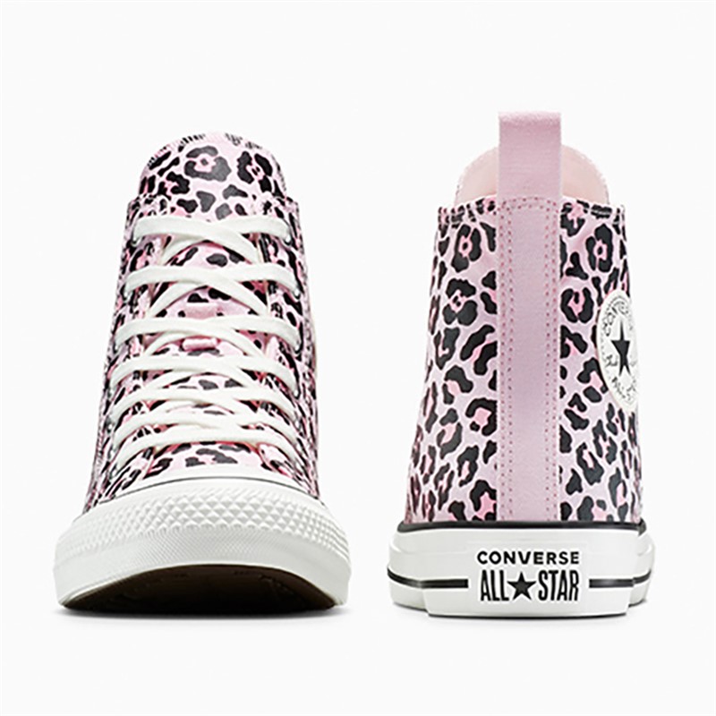 Converse Junior Girls Chuck Taylor All Star Hi Leopard Trainers Sugar Berry/Egret/Sugar Berry
